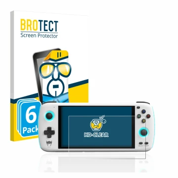 Face avant d’un emballage produit avec le logo de la marque BROTECT. À côté, l’appareil AYN Odin est représenté avec la protec