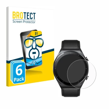 Face avant d’un emballage produit avec le logo de la marque BROTECT. À côté, l’appareil Xiaomi Watch S1 est représenté avec la