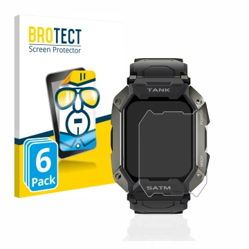 Face avant d’un emballage produit avec le logo de la marque BROTECT. À côté, l’appareil Kospet Tank M1 est représenté avec la 