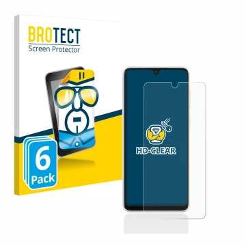 Face avant d’un emballage produit avec le logo de la marque BROTECT. À côté, l’appareil Samsung Galaxy A33 5G est représenté a
