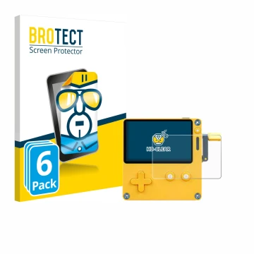 Face avant d’un emballage produit avec le logo de la marque BROTECT. À côté, l’appareil Panic Playdate est représenté avec la 