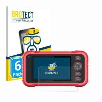 Face avant d’un emballage produit avec le logo de la marque BROTECT. À côté, l’appareil Launch CRP 123 / 129 EVO est représent