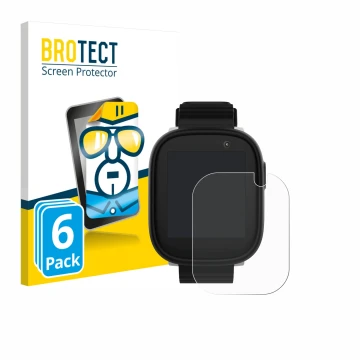 Face avant d’un emballage produit avec le logo de la marque BROTECT. À côté, l’appareil Xplora X6 Play 2022 (1ère génération) 