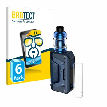 Face avant d’un emballage produit avec le logo de la marque BROTECT. À côté, l’appareil GeekVape Aegis Legend 2 L200 est repré