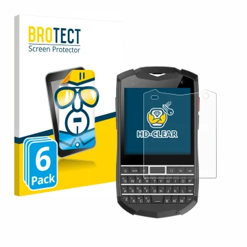 Face avant d’un emballage produit avec le logo de la marque BROTECT. À côté, l’appareil Unihertz Titan Pocket est représenté a