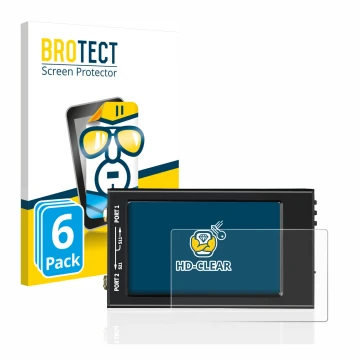 Face avant d’un emballage produit avec le logo de la marque BROTECT. À côté, l’appareil SDRGEEK NanoVNA-F V2 est représenté av