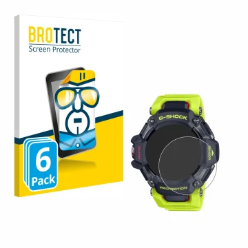 Face avant d’un emballage produit avec le logo de la marque BROTECT. À côté, l’appareil Casio G-Shock GBD-H2000 est représenté