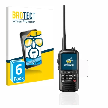 Face avant d’un emballage produit avec le logo de la marque BROTECT. À côté, l’appareil Standard Horizon HX890 est représenté 