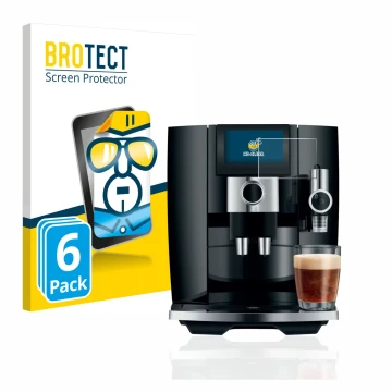 Face avant d’un emballage produit avec le logo de la marque BROTECT. À côté, l’appareil Jura J8 est représenté avec la protect