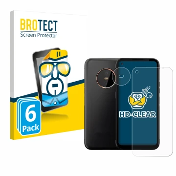 Face avant d’un emballage produit avec le logo de la marque BROTECT. À côté, l’appareil Gigaset GX6 (Avant+Caméra) est représe