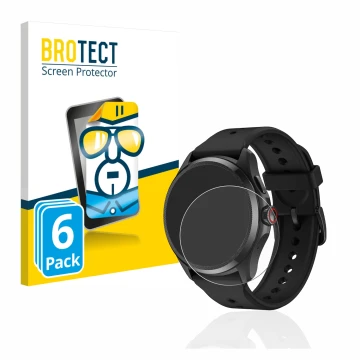 Face avant d’un emballage produit avec le logo de la marque BROTECT. À côté, l’appareil Mobvoi TicWatch Pro 5 est représenté a