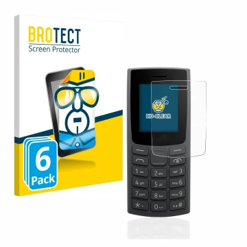 Face avant d’un emballage produit avec le logo de la marque BROTECT. À côté, l’appareil Nokia 105 (2023) est représenté avec l