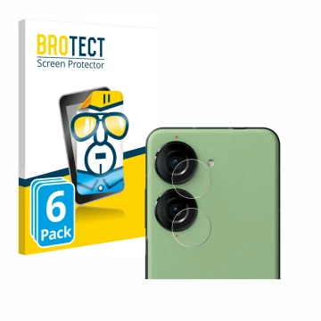 Face avant d’un emballage produit avec le logo de la marque BROTECT. À côté, l’appareil ASUS ZenFone 10 (Caméra UNIQUEMENT) es