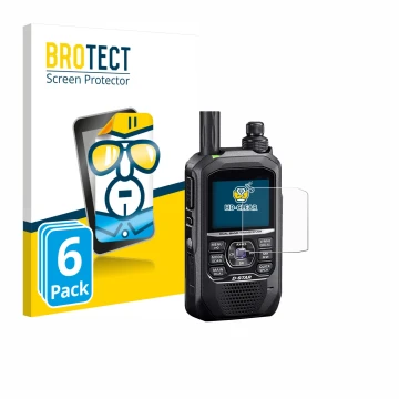Face avant d’un emballage produit avec le logo de la marque BROTECT. À côté, l’appareil Icom ID-50E est représenté avec la pro