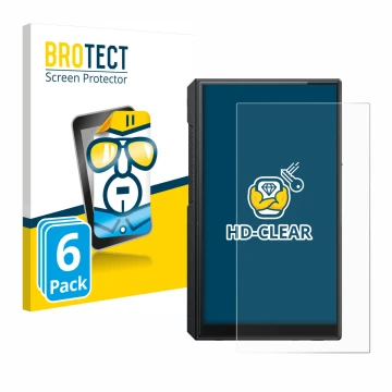 Face avant d’un emballage produit avec le logo de la marque BROTECT. À côté, l’appareil FiiO M11s est représenté avec la prote