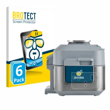 Face avant d’un emballage produit avec le logo de la marque BROTECT. À côté, l’appareil Ninja Speedi Rapid Cooking System est 