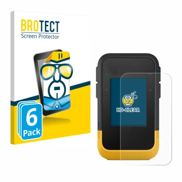 Face avant d’un emballage produit avec le logo de la marque BROTECT. À côté, l’appareil Garmin eTrex SE est représenté avec la