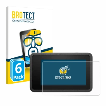 Face avant d’un emballage produit avec le logo de la marque BROTECT. À côté, l’appareil DJI Osmo Action 4 est représenté avec 