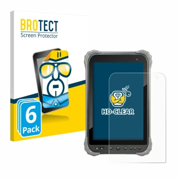 Face avant d’un emballage produit avec le logo de la marque BROTECT. À côté, l’appareil Juniper Systems Cedar CT8X2 est représ