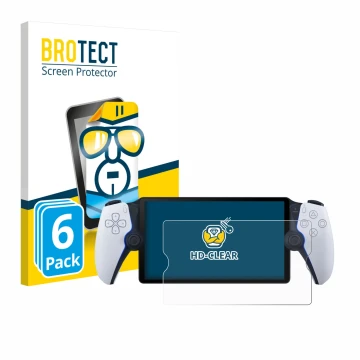 Face avant d’un emballage produit avec le logo de la marque BROTECT. À côté, l’appareil Sony Playstation Portal est représenté