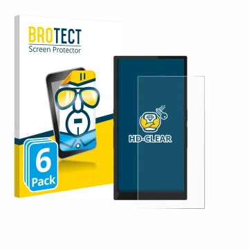 Face avant d’un emballage produit avec le logo de la marque BROTECT. À côté, l’appareil Hiby R6 Pro II (2e Gen.) est représent