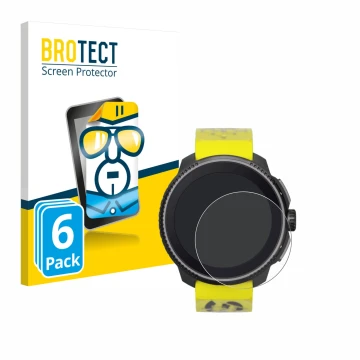 Face avant d’un emballage produit avec le logo de la marque BROTECT. À côté, l’appareil Suunto Race est représenté avec la pro