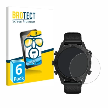 Face avant d’un emballage produit avec le logo de la marque BROTECT. À côté, l’appareil Garmin Marq Commander Gen 2 est représ