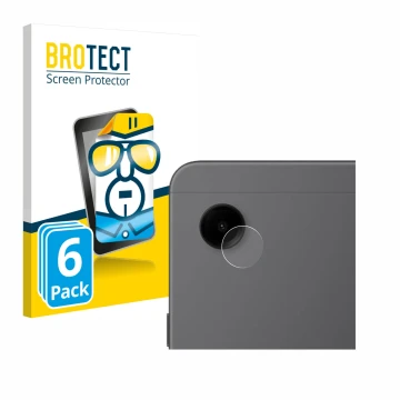 Face avant d’un emballage produit avec le logo de la marque BROTECT. À côté, l’appareil Samsung Galaxy Tab A9 LTE (Caméra UNIQ