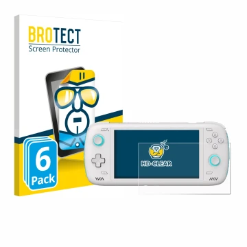 Face avant d’un emballage produit avec le logo de la marque BROTECT. À côté, l’appareil AYN Odin 2 est représenté avec la prot