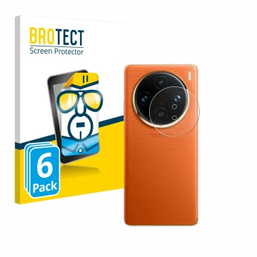 Face avant d’un emballage produit avec le logo de la marque BROTECT. À côté, l’appareil Vivo X100 Pro (Caméra UNIQUEMENT) est 