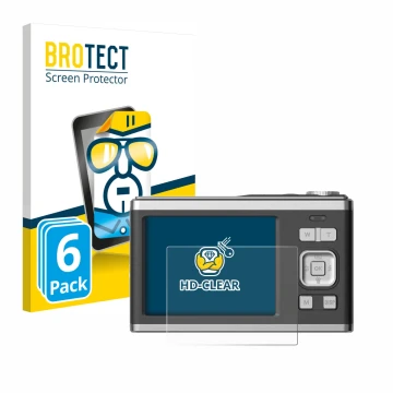 Face avant d’un emballage produit avec le logo de la marque BROTECT. À côté, l’appareil Rollei Compactline 10X est représenté 