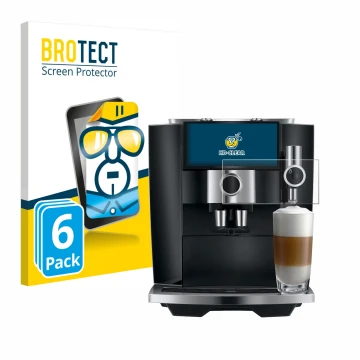 Face avant d’un emballage produit avec le logo de la marque BROTECT. À côté, l’appareil Jura J8 twin est représenté avec la pr