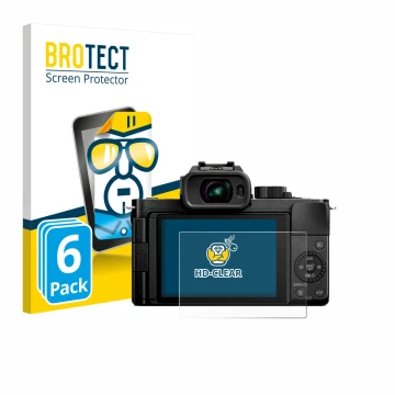 Face avant d’un emballage produit avec le logo de la marque BROTECT. À côté, l’appareil Panasonic Lumix DC-G100D est représent