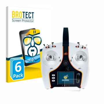 Face avant d’un emballage produit avec le logo de la marque BROTECT. À côté, l’appareil Spektrum NX7e 7-Channel DSMX Transmitt