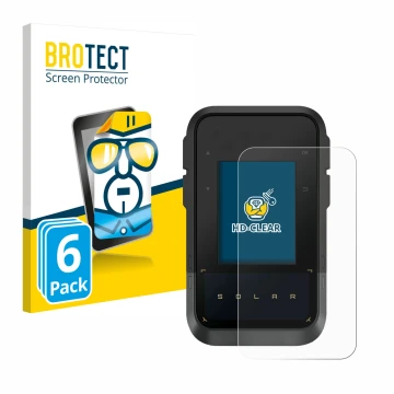 Face avant d’un emballage produit avec le logo de la marque BROTECT. À côté, l’appareil Garmin eTrex Solar est représenté avec