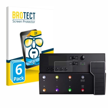 Face avant d’un emballage produit avec le logo de la marque BROTECT. À côté, l’appareil Line 6 POD GO est représenté avec la p