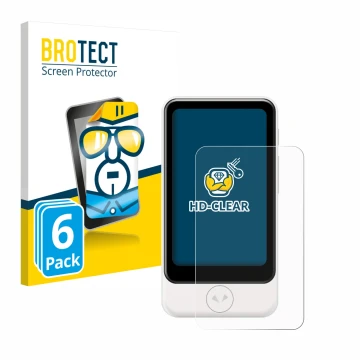 Face avant d’un emballage produit avec le logo de la marque BROTECT. À côté, l’appareil Pocketalk Plus est représenté avec la 