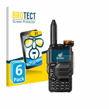 Face avant d’un emballage produit avec le logo de la marque BROTECT. À côté, l’appareil Quansheng UV-K5 est représenté avec la