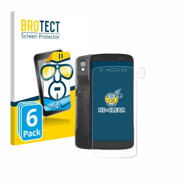 Face avant d’un emballage produit avec le logo de la marque BROTECT. À côté, l’appareil Zebra TC22 (Avant+Caméra) est représen