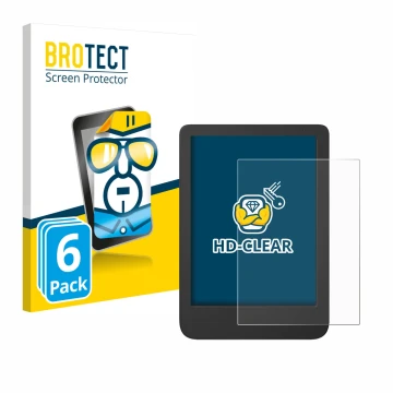 Face avant d’un emballage produit avec le logo de la marque BROTECT. À côté, l’appareil Tolino Shine 5 Color 2024 est représen