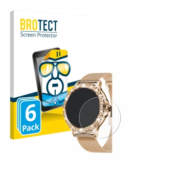 Face avant d’un emballage produit avec le logo de la marque BROTECT. À côté, l’appareil walkbee Smartwatch 1.3