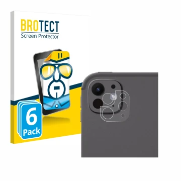 Face avant d’un emballage produit avec le logo de la marque BROTECT. À côté, l’appareil Apple iPad Pro 13