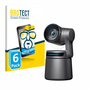 Face avant d’un emballage produit avec le logo de la marque BROTECT. À côté, l’appareil OBSBOT Tail Air est représenté avec la