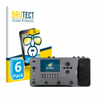 Face avant d’un emballage produit avec le logo de la marque BROTECT. À côté, l’appareil Mooer GE1000 est représenté avec la pr