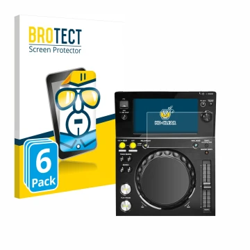 Face avant d’un emballage produit avec le logo de la marque BROTECT. À côté, l’appareil Pioneer XDJ -700 est représenté avec l