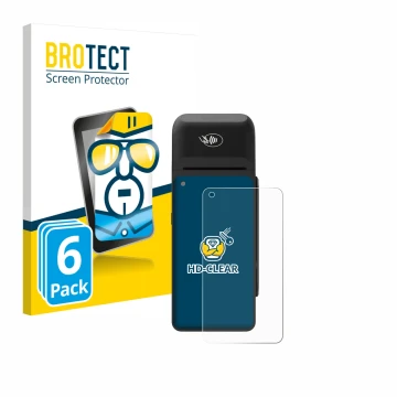 Face avant d’un emballage produit avec le logo de la marque BROTECT. À côté, l’appareil Verifone T650c est représenté avec la 