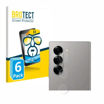 Face avant d’un emballage produit avec le logo de la marque BROTECT. À côté, l’appareil Samsung Galaxy Z Fold 6 5G (Caméra UNI