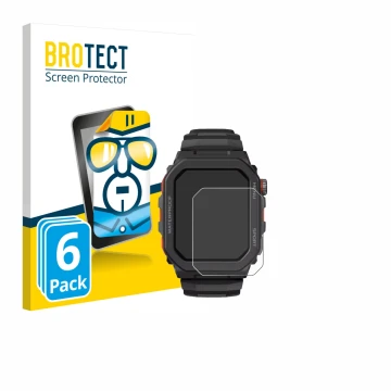 Face avant d’un emballage produit avec le logo de la marque BROTECT. À côté, l’appareil Zeblaze Ares GPS est représenté avec l