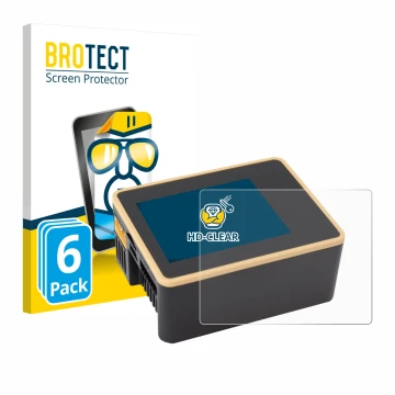 Face avant d’un emballage produit avec le logo de la marque BROTECT. À côté, l’appareil Junsi iCharger X6 est représenté avec 