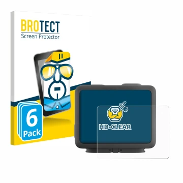 Face avant d’un emballage produit avec le logo de la marque BROTECT. À côté, l’appareil GoPro Hero 4k est représenté avec la p